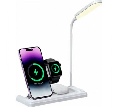 БЗП Usams US-CD195 15W 4in1 Wireless Charging Holder With Table Lamp White БЗП Usams US-CD195 15W 4in1 Wireless Charging Holder With Table Lamp White