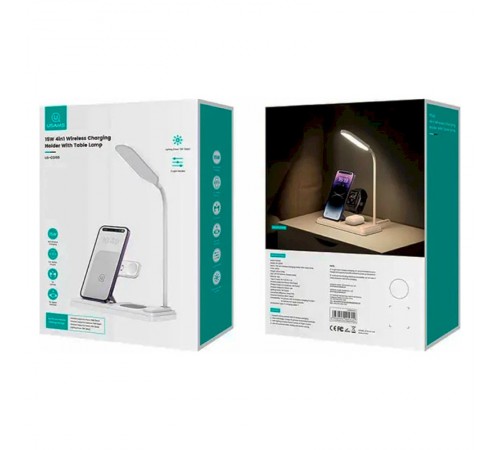 БЗП Usams US-CD195 15W 4in1 Wireless Charging Holder With Table Lamp White БЗП Usams US-CD195 15W 4in1 Wireless Charging Holder With Table Lamp White
