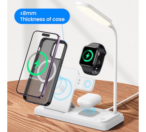 БЗП Usams US-CD195 15W 4in1 Wireless Charging Holder With Table Lamp White БЗП Usams US-CD195 15W 4in1 Wireless Charging Holder With Table Lamp White