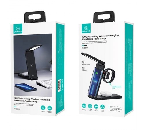 БЗП Usams US-CD181 15W 3in1 with Table Lamp Black БЗП Usams US-CD181 15W 3in1 with Table Lamp Black