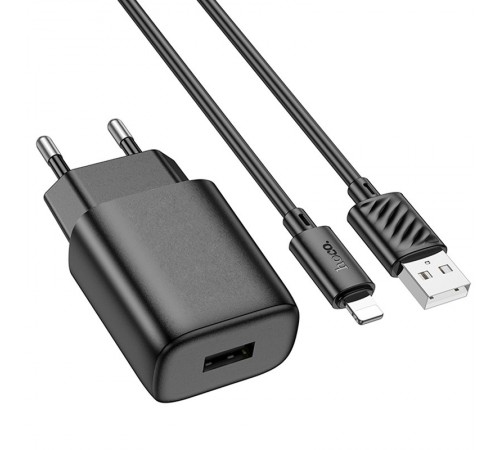 МЗП Hoco C134A Solid 12W (1USB-A) + кабель USB to Lightning Black МЗП Hoco C134A Solid 12W (1USB-A) + кабель USB to Lightning Black