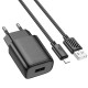 МЗП Hoco C134A Solid 12W (1USB-A) + кабель USB to Lightning Black