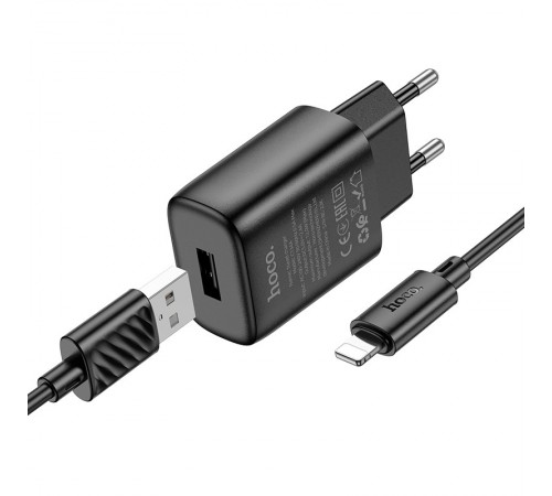 МЗП Hoco C134A Solid 12W (1USB-A) + кабель USB to Lightning Black МЗП Hoco C134A Solid 12W (1USB-A) + кабель USB to Lightning Black