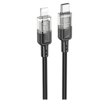 Дата кабель Hoco U129 Spirit Transparent Type-C to Lightning 27W (1.2m) Black