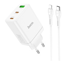 МЗП Hoco N33 Start PD35W (1USB-A/2C) + кабель Type-C to Lightning White