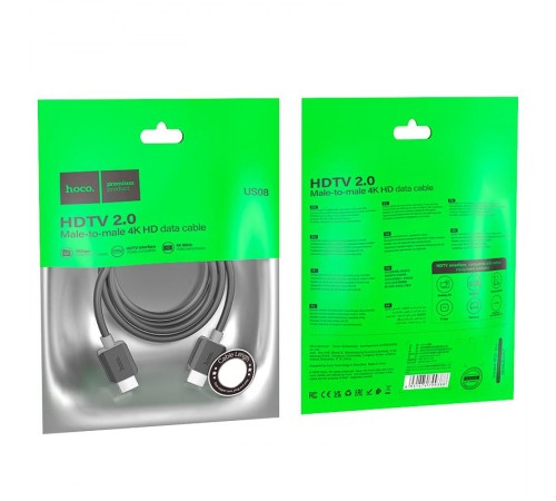 Дата кабель Hoco US08 HDTV 2.0 male to male 4K HD (3m) Black