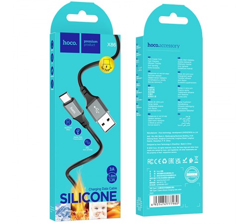 Дата кабель Hoco X86 Spear USB to Type-C (1m) Black