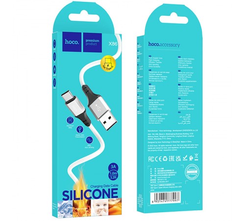 Дата кабель Hoco X86 Spear USB to Type-C (1m) White