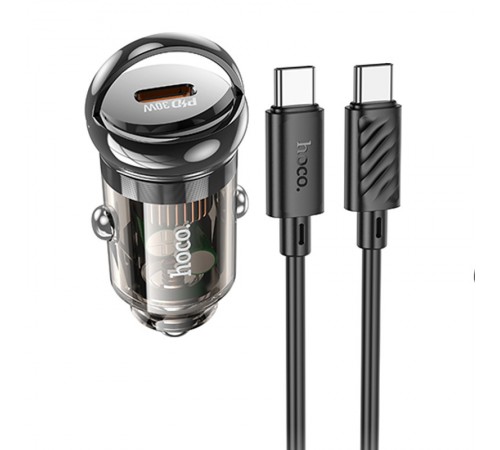 АЗП Hoco Z53 Sight PD30W (1C) + Type-C to Type-C Transparent black