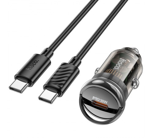 АЗП Hoco Z53 Sight PD30W (1C) + Type-C to Type-C Transparent black