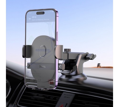 Автотримач Hoco H19 Mighty one-button (center console) Black