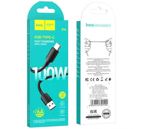 Дата кабель Hoco X96 Hyper USB to Type-C 100W (1m) Black Дата кабель Hoco X96 Hyper USB to Type-C 100W (1m) Black
