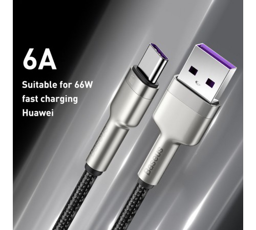Дата кабель Baseus Cafule Metal Data USB to Type-C 66W (0.25m) (CAKF00000) Black