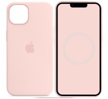 Чохол Silicone case (AAA) full with Magsafe and Animation для Apple iPhone 14 (6.1") Рожевий / Chalk Pink