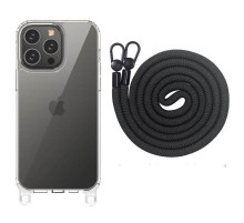 Чохол TPU Transparent with Straps для Apple iPhone 12 Pro / 12 (6.1") Black