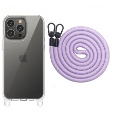 Чохол TPU Transparent with Straps для Apple iPhone 12 Pro Max (6.7") Light Purple