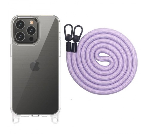 Чохол TPU Transparent with Straps для Apple iPhone 12 Pro Max (6.7") Light Purple Чохол TPU Transparent with Straps для Apple iPhone 12 Pro Max (6.7") Light Purple