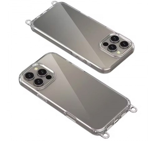Чохол TPU Transparent with Straps для Apple iPhone 14 Pro Max (6.7") Green / Red Чохол TPU Transparent with Straps для Apple iPhone 14 Pro Max (6.7") Green / Red