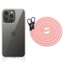 Чохол TPU Transparent with Straps для Apple iPhone 14 Pro Max (6.7") Light Pink