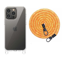 Чохол TPU Transparent with Straps для Apple iPhone 14 Pro Max (6.7") Orange / White