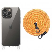 Чохол TPU Transparent with Straps для Apple iPhone 14 Pro Max (6.7") Orange / White