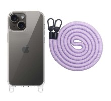Чохол TPU Transparent with Straps для Apple iPhone 15 (6.1") Light Purple