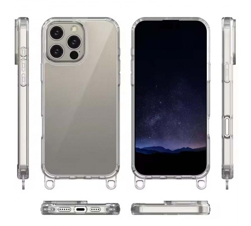 Чохол TPU Transparent with Straps для Apple iPhone 15 Pro (6.1") Red / White Чохол TPU Transparent with Straps для Apple iPhone 15 Pro (6.1") Red / White