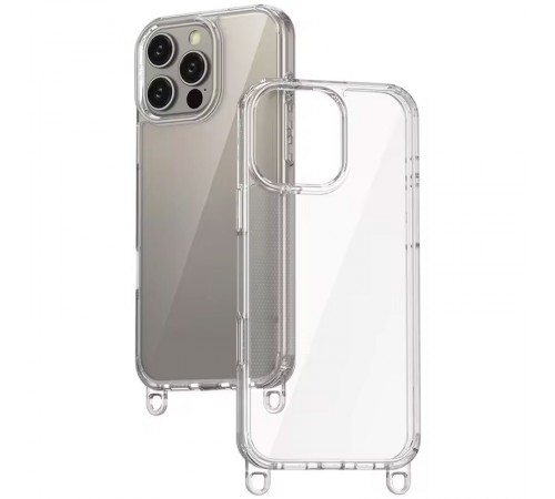 Чохол TPU Transparent with Straps для Apple iPhone 15 Pro (6.1") Red / White Чохол TPU Transparent with Straps для Apple iPhone 15 Pro (6.1") Red / White