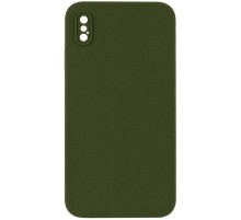 Silicone Case Square Full Camera Protective (AA) NOLOGO для Apple iPhone X / XS (5.8") Зелений / Dark Olive