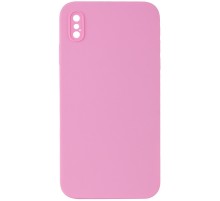 Silicone Case Square Full Camera Protective (AA) NOLOGO для Apple iPhone X / XS (5.8") Рожевий / Light pink