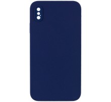Silicone Case Square Full Camera Protective (AA) NOLOGO для Apple iPhone X / XS (5.8") Темно-синій / Midnight blue