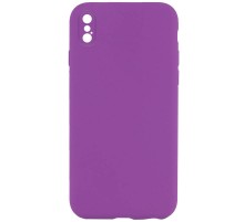 Silicone Case Square Full Camera Protective (AA) NOLOGO для Apple iPhone X / XS (5.8") Фіолетовий / Grape