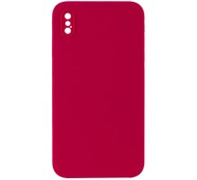 Silicone Case Square Full Camera Protective (AA) NOLOGO для Apple iPhone XS Max (6.5") Червоний / Rose Red