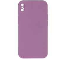 Silicone Case Square Full Camera Protective (AA) NOLOGO для Apple iPhone XS Max (6.5") Ліловий / Lilac Pride