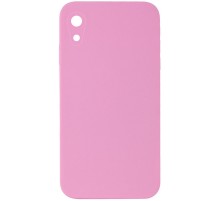 Silicone Case Square Full Camera Protective (AA) NOLOGO для Apple iPhone XR (6.1") Рожевий / Light pink