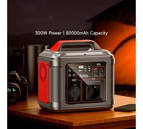 Портативна зарядная станция Hoco DB28 300W 296Wh 80000mAh Silver / Red Портативна зарядная станция Hoco DB28 300W 296Wh 80000mAh Silver / Red