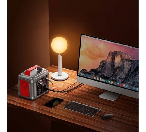 Портативна зарядная станция Hoco DB28 300W 296Wh 80000mAh Silver / Red Портативна зарядная станция Hoco DB28 300W 296Wh 80000mAh Silver / Red