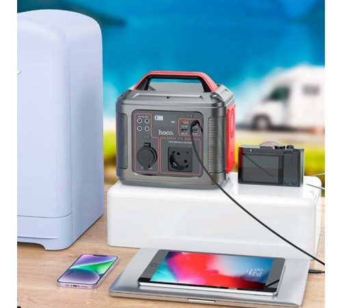 Портативна зарядная станция Hoco DB28 300W 296Wh 80000mAh Silver / Red Портативна зарядная станция Hoco DB28 300W 296Wh 80000mAh Silver / Red