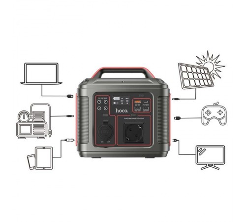 Портативна зарядная станция Hoco DB28 300W 296Wh 80000mAh Silver / Red Портативна зарядная станция Hoco DB28 300W 296Wh 80000mAh Silver / Red