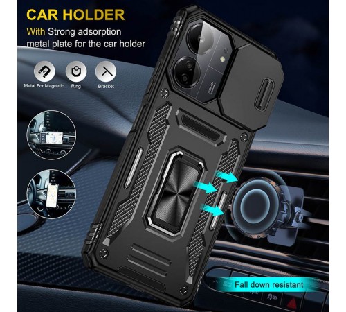 Ударостійкий чохол Camshield Army Ring для Xiaomi Redmi 13C / Poco C65 Чорний / Black Ударостійкий чохол Camshield Army Ring для Xiaomi Redmi 13C / Poco C65 Чорний / Black