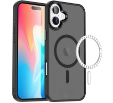 TPU+PC чохол Metal Buttons with MagSafe Colorful для Apple iPhone 16 (6.1") Чорний