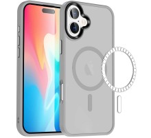 TPU+PC чохол Metal Buttons with MagSafe Colorful для Apple iPhone 16 (6.1") Сірий