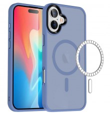 TPU+PC чохол Metal Buttons with MagSafe Colorful для Apple iPhone 16 Plus (6.7") Блакитний