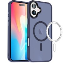 TPU+PC чохол Metal Buttons with MagSafe Colorful для Apple iPhone 16 Plus (6.7") Синій