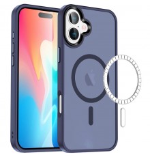 TPU+PC чохол Metal Buttons with MagSafe Colorful для Apple iPhone 16 Plus (6.7") Синій