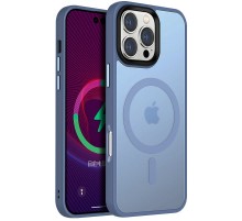 TPU+PC чохол Metal Buttons with MagSafe Colorful для Apple iPhone 16 Pro Max (6.9") Блакитний