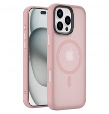 TPU+PC чохол Metal Buttons with MagSafe Colorful для Apple iPhone 16 Pro Max (6.9") Рожевий