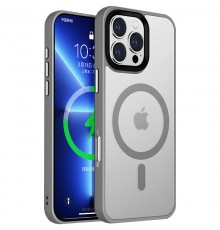 TPU+PC чохол Metal Buttons with MagSafe Colorful для Apple iPhone 16 Pro Max (6.9") Сірий