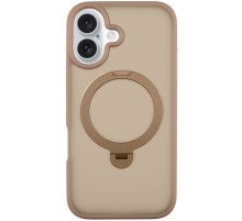TPU+PC чохол Metal Buttons with MagSafe Colorful HQ Ring для Apple iPhone 16 (6.1") Rose Gold