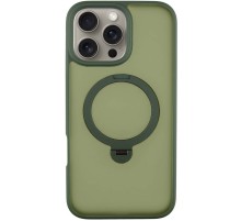 TPU+PC чохол Metal Buttons with MagSafe Colorful HQ Ring для Apple iPhone 16 Pro (6.3") Green